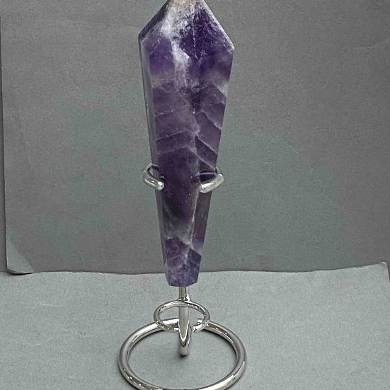 Souvenir pencil cone made from natural amethyst with geodes 140x37mm ± weight 209g with stand