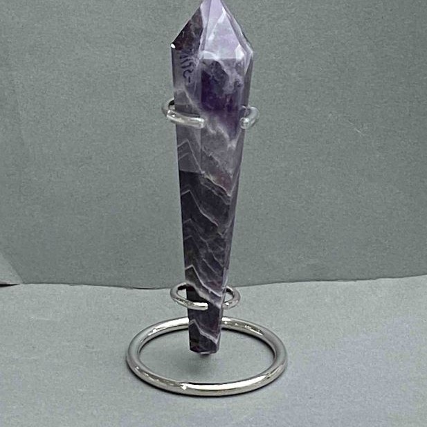 Souvenir Pencil Cone of Amethyst with Geodes 136x28mm±, weight 120g, on a stand