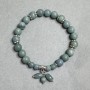 Jadeite Bracelet Smooth Bead 6mm+- 8mm+- with metal inlays, length 18cm+- stretch