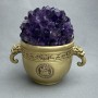 Amethyst Druse in a decorative metal cup with handles in Eastern style 105x70x105mm+