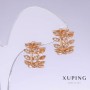 Earrings Xuping Branches with White Zircon, length 15mm, thickness 10mm, 18K Gold Plated