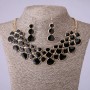 Necklace and earrings set in black enamel, length 46-52cm