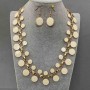 Necklace and Earrings Set with White Enamel, 48 cm long