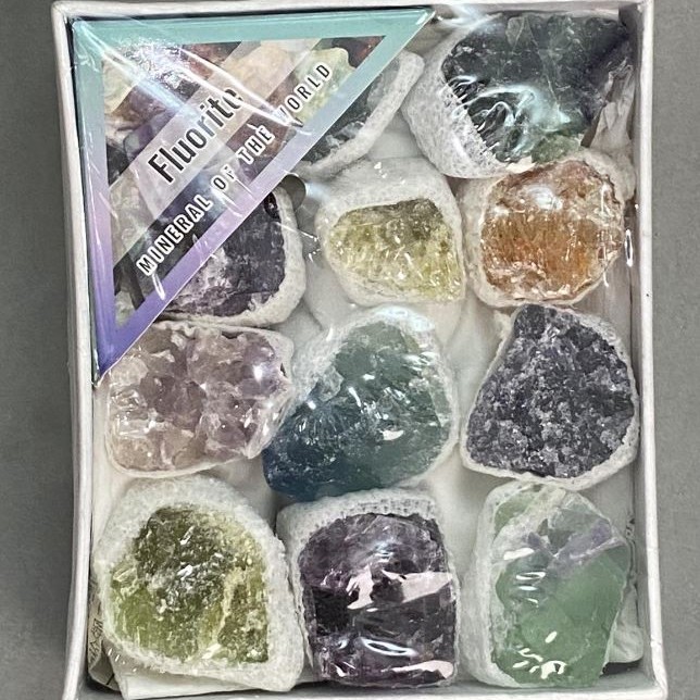 Sculptural Fluorite Assorted Sizes (price per box) 9x8 cm+
