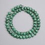 Malachite stone beads Heart 8×7–7.5 mm, on thread, 39 cm length