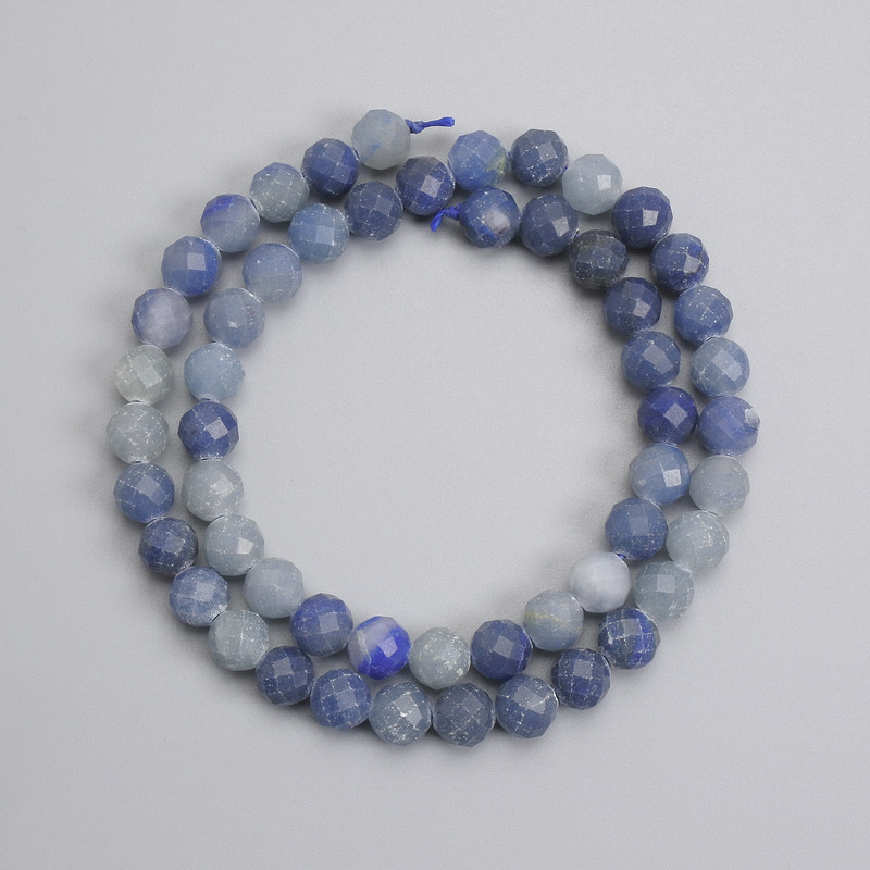 Blue Aventurine Faceted Round Beads 7mm ± on Thread, 39cm ±