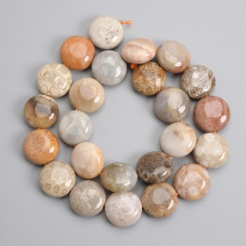 Beads Fossilised Coral Coin 16.5-17 mm
