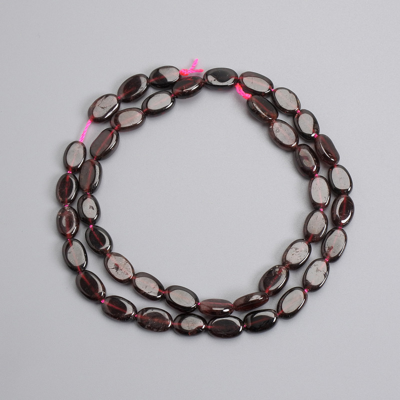 Garnet Faceted Oval Beads 8-10x6-7mm, on a thread, 39cm long ±