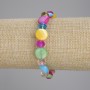 Bracelet mother-of-pearl coin, diameter 11.5mm±, Czech glass faceted rondelle 8x6mm±, length 18cm±, stretch