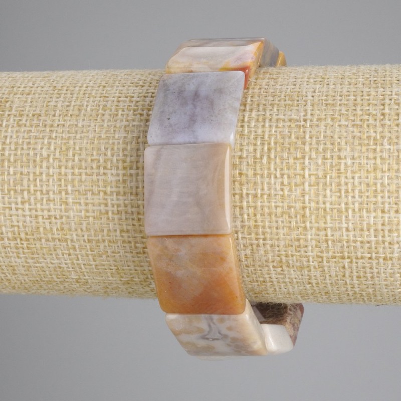 Bracelet, Fossilised Coral, square, diameter 18x18mm±, length 18cm±, stretch