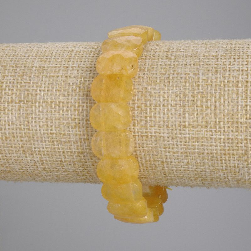 Bracelet Citrine faceted link, diameter 14×9mm±, length 18cm± stretch