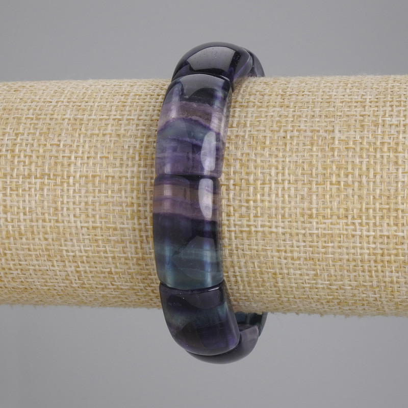 Fluorite Bracelet Smooth Link, 23x13mm diameter, 5mm+-, length 18cm+- stretch
