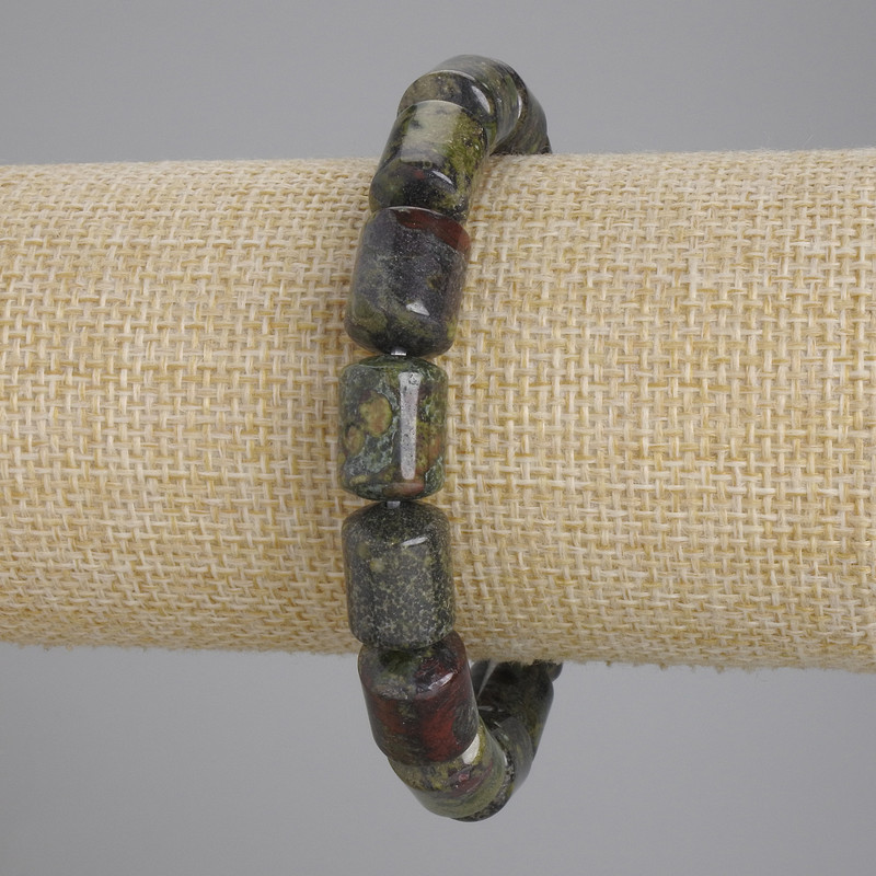 Jasper (Jasper) Dragon's Blood Cylinder Bracelet, diameter 14×10mm, length 18cm, elastic