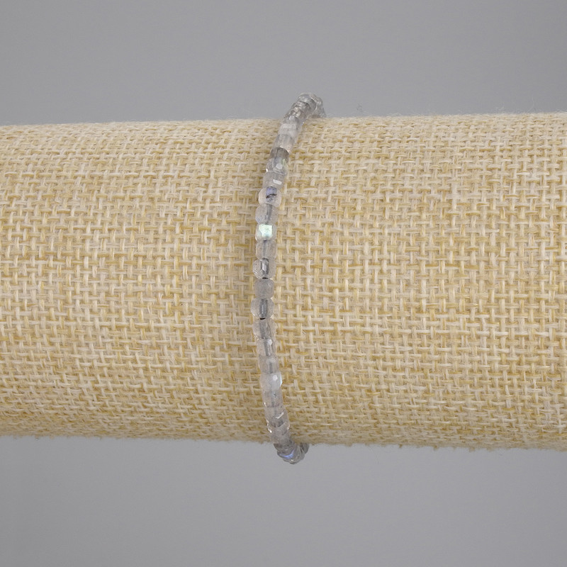 Bracelet Labradorite Faceted Cube, diameter 3x3mm±, length 18cm± stretch
