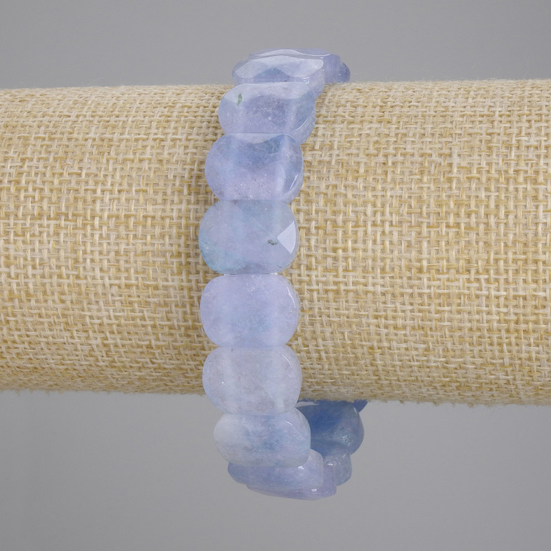 Aquamarine Bead-cut Stretch Bracelet, 15x11mm, 18cm stretch length