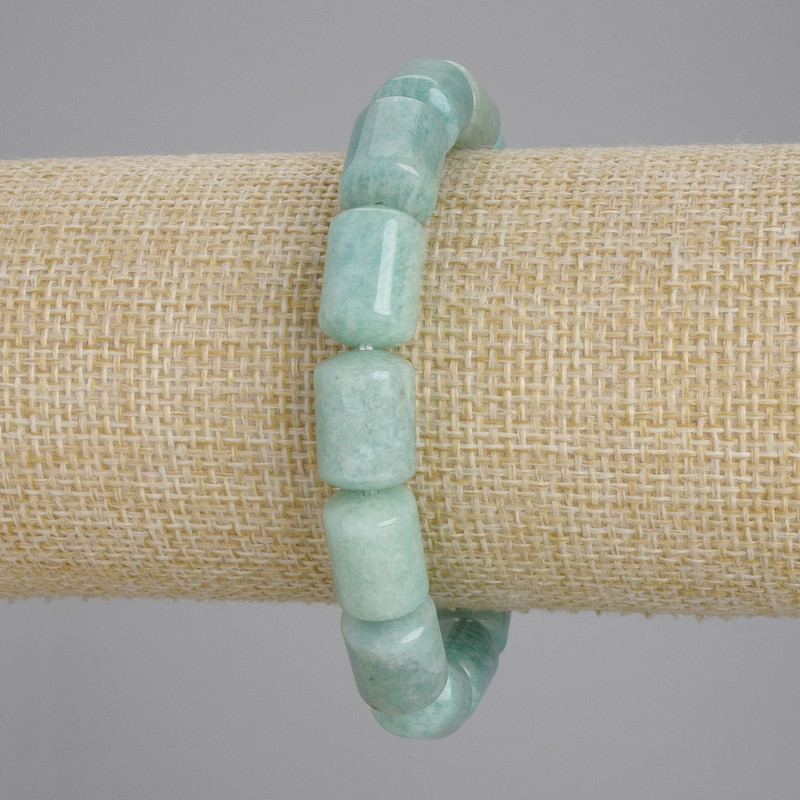 Amazonite Cylinder Bracelet, 14x10mm diameter, plus/minus, 18cm length, stretch