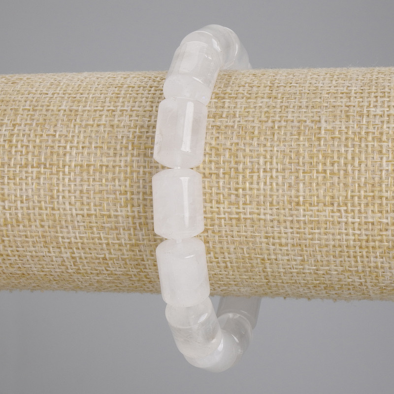 Bracelet Mountain Crystal Cylinder, diameter 14x10mm±, length 18cm± stretchy