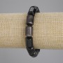 Bracelet Silvered Obsidian Cylinder Beads, diameter 14×10mm, ±, length 18cm ±, stretch