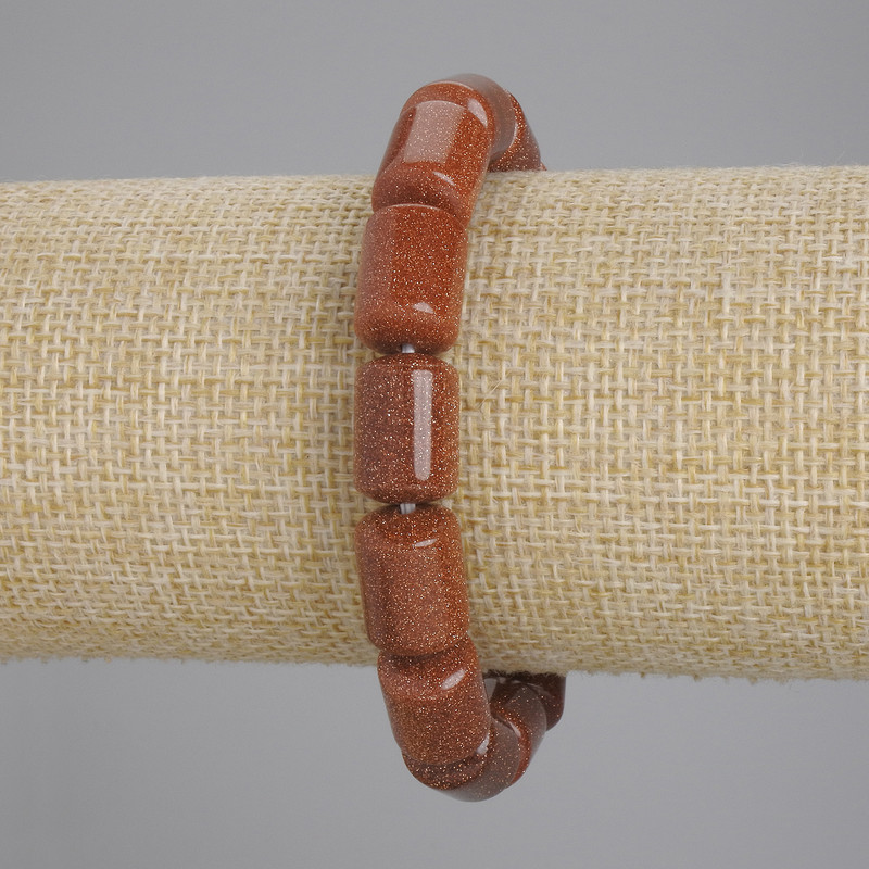 Bracelet Aventurine Golden Sand Cylinder, diameter 14x10mm+-, length 18cm+- stretch