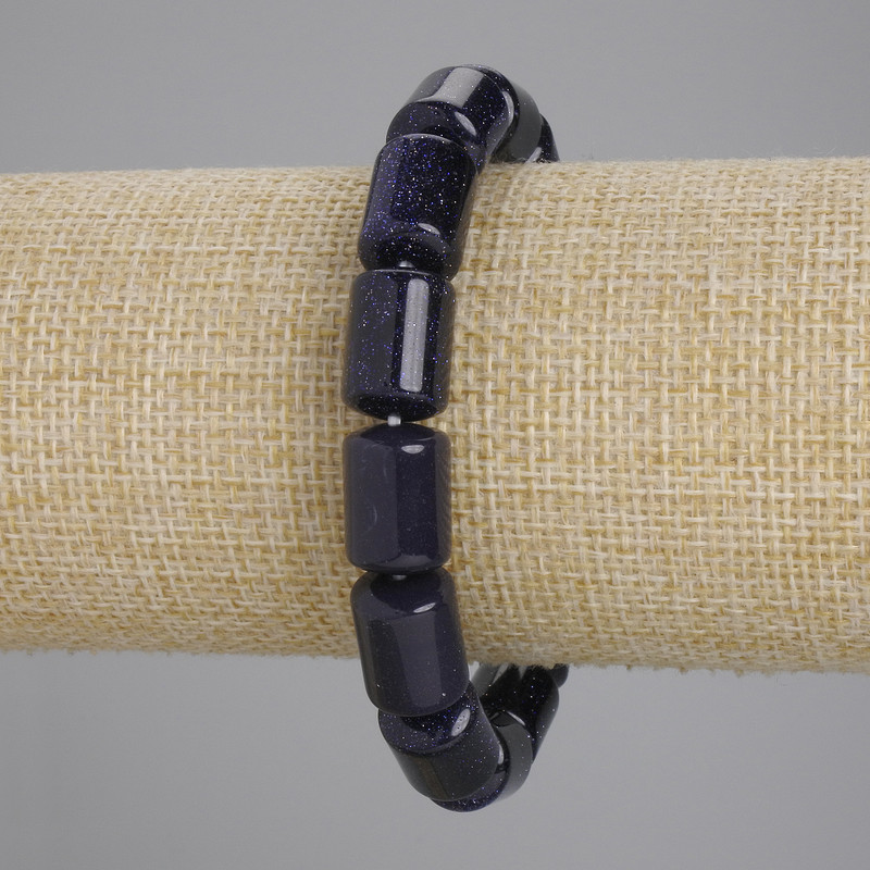 Bracelet Aventurine Night of Cairo Cylinder, diameter 14×10mm+-, length 18cm+- stretch