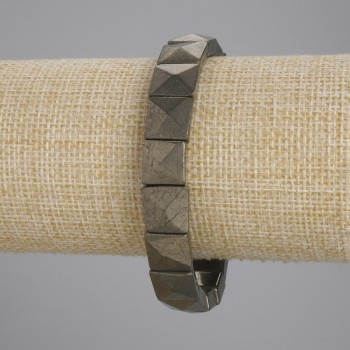 Pyrite Beaded Ball Bracelet, 11x11mm facets, stretch 18cm
