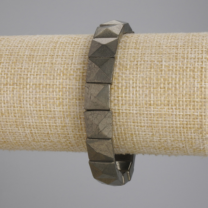 Pyrite Beaded Ball Bracelet, 11x11mm facets, stretch 18cm