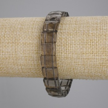 Bracelet Smoky Topaz faceted chain, diameter 12.5×9.5mm, length 18cm, elastic