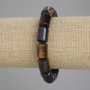 Bracelet Tiger's Eye, Bull's Eye and Hawk's Eye Cylindrical Beads, diameter 14×10mm±, length 18cm±, stretch