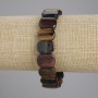Bracelet Tiger’s Eye, Bull’s Eye & Hawk’s Eye Faceted Link, 15x10-11mm+-, Elastic Length 18cm+-