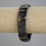 Bracelet Tiger's Eye and Hawk's Eye Faceted Link, Ø 15×11 mm ±, length 18 cm ± Stretch