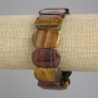 Bracelet Tiger's Eye, Bull's Eye and Hawk's Eye, smooth link, diameter 24x16mm±, length 18cm±, stretch