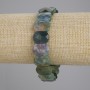 Bracelet Moss Agate Faceted Rounded Link, diameter 15x11mm+-, length 18cm+- stretch