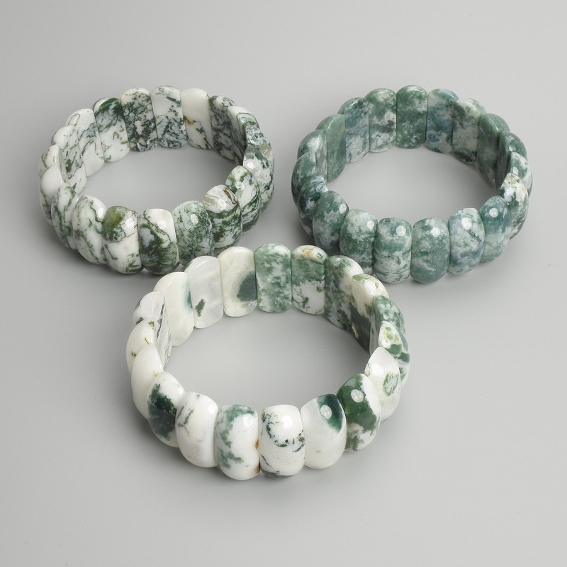 Moss Agate Bracelet Link, diameter 25×11mm±, length 18cm±, stretch