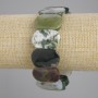Bracelet Moss Agate linked chain, diameter 24x16mm+-, length 18cm+- stretch
