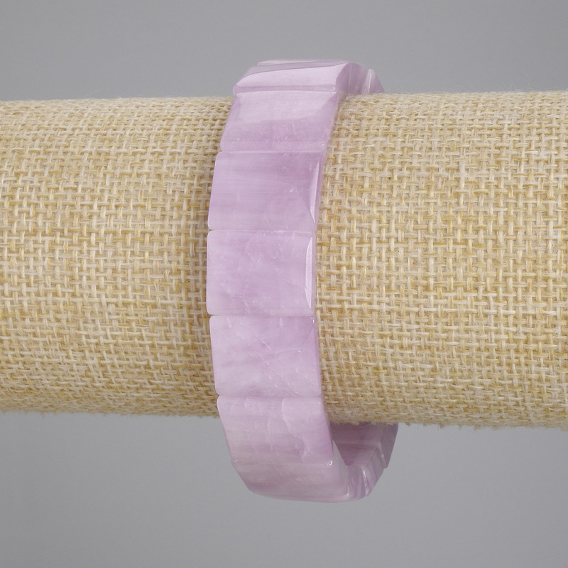 Kunzite Crystal Bracelet, Channeled Bead, 16×12 mm, Stretch Bracelet, 18 cm approx