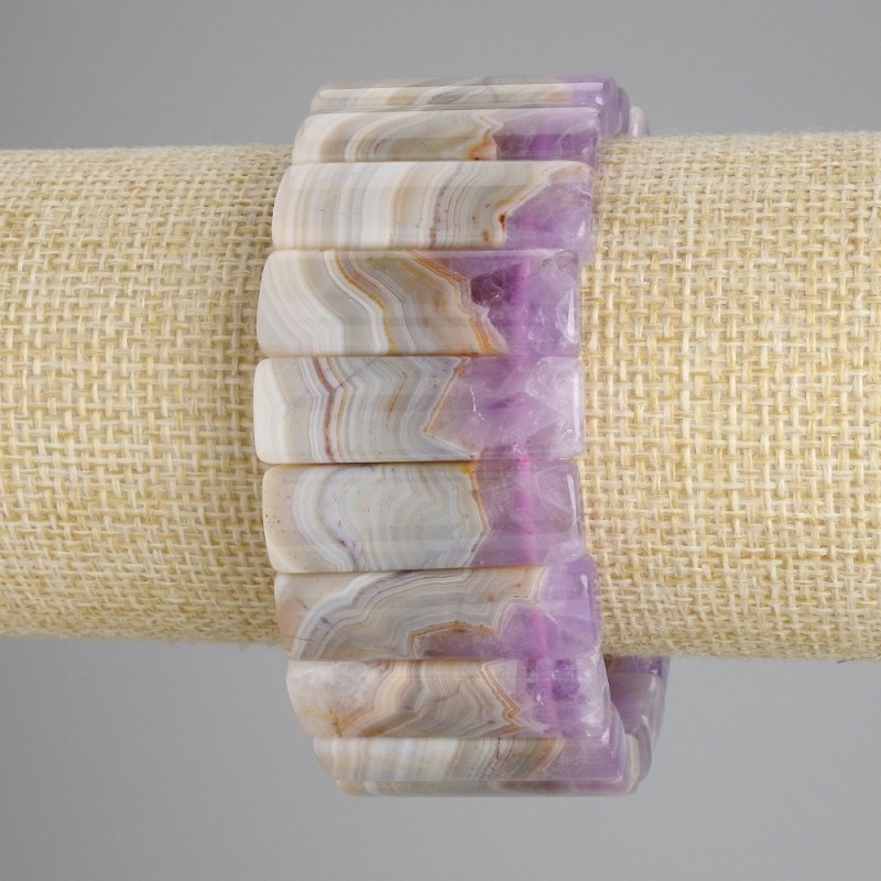 Bracelet natural stone Amethyst smooth chain, diameter 32×10mm±, length 18cm± stretch