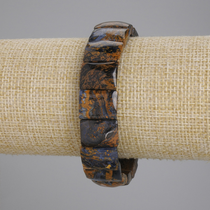 Petersite natural stone smooth linked bracelet, 15x11mm stones, 18cm length, stretchy