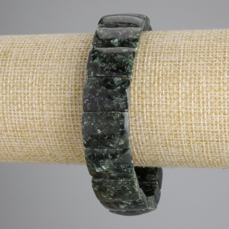 Bracelet natural seraphinite smooth chain, diameter 15x12mm ±, length 18cm ± stretch