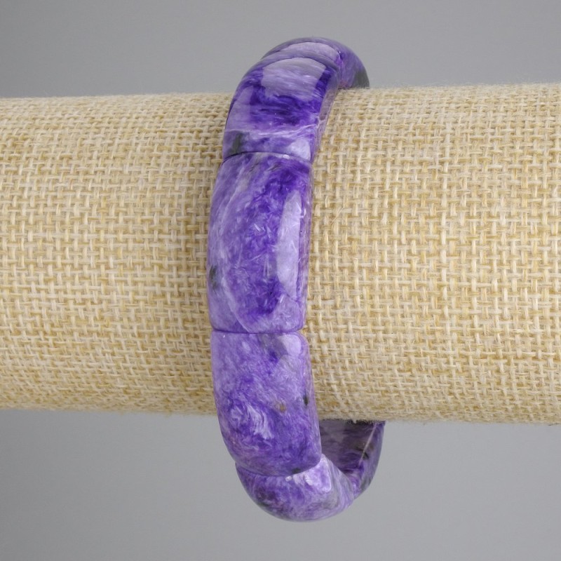 Charoite Stone Bracelet, natural, chain links, 24×13 mm approx, 5 mm ±, length 18 cm ±, stretch