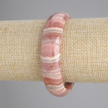 Bracelet, Rhodonite Natural Stone, Link, diameter 17x13mm+-, length 18cm+- stretch