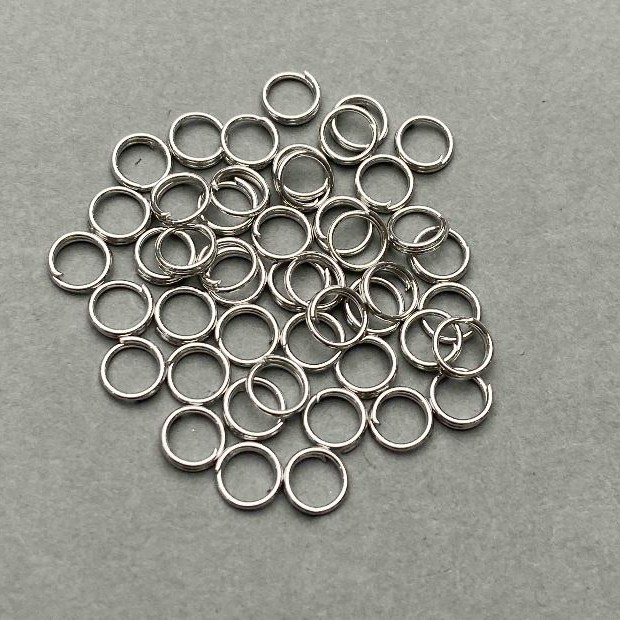 Spring-loaded Jump Ring 6 mm Silver Tone Packaging 0.5 kg