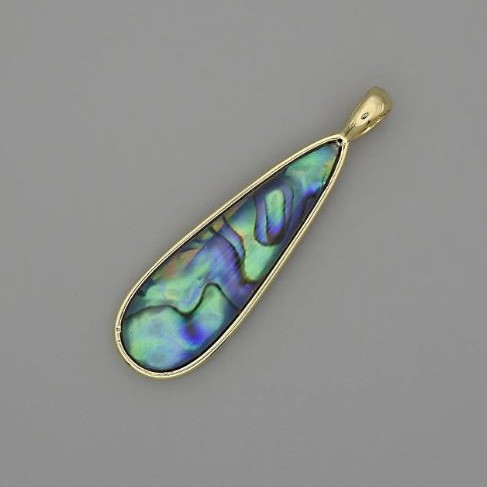 Haliotis Drop Pendant 40×11mm± Golden Metal