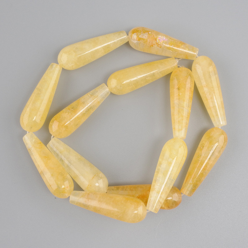 Citrine Drop Beads, diameter 31-32×10-10, 5mm+-, length 41cm+- on thread