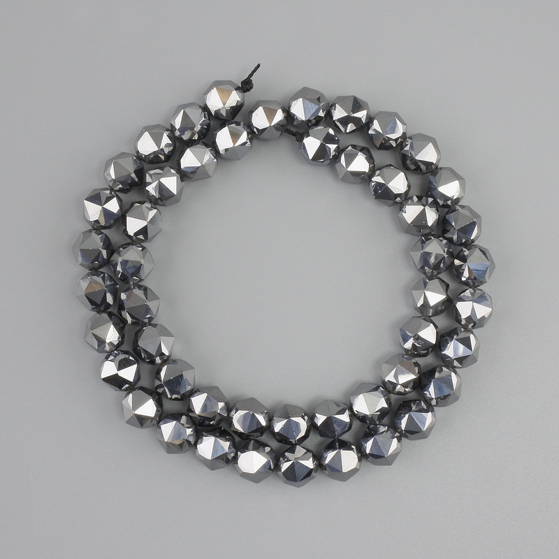 Terahertz Beads, Faceted, 8mm diameter ±, thread length 39cm ±