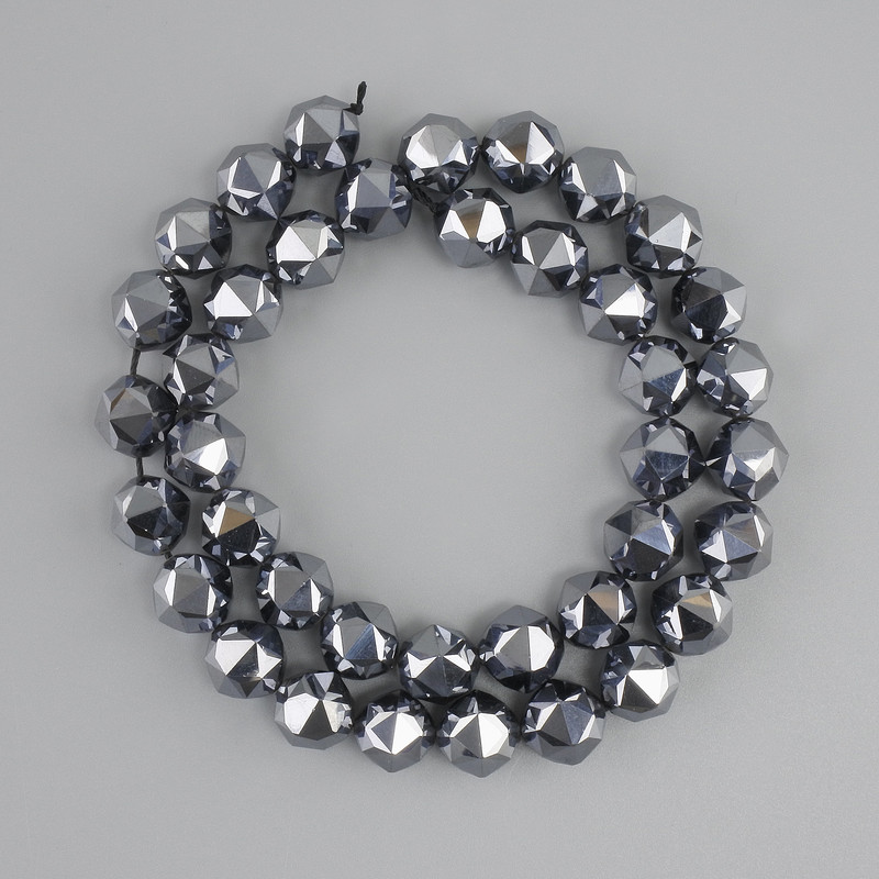 Terahertz Beads Multisided 10mm Diameter, 39cm+/- Threaded Necklace