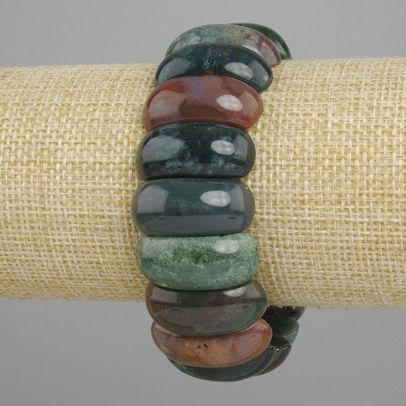 Jasper Bead Bracelet Smooth Link, 25x11mm diameter +-, 18cm length+- Stretch
