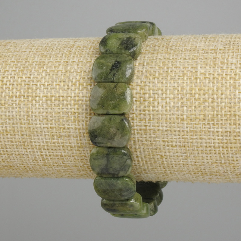 Jadeite Beaded Bracelet, smooth link, diameter 14–15 mm, 10-15×10-10, 5 mm +–, length 18 cm +– stretch