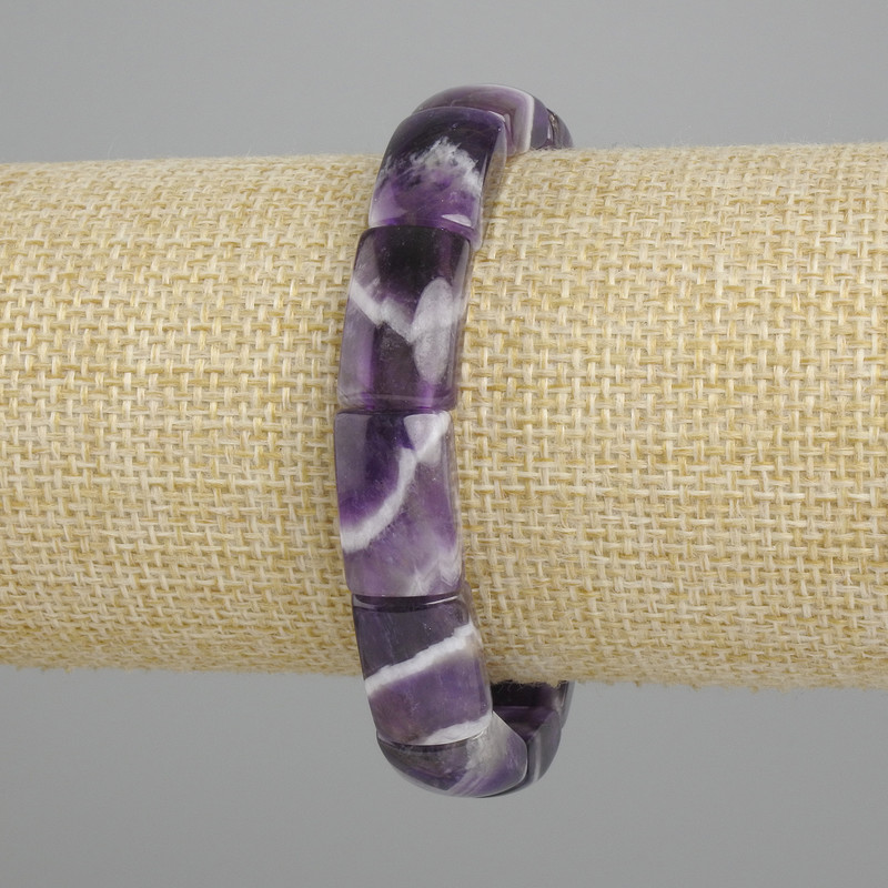 Bracelet natural Amethyst stone smooth links, diameter 17x10, 5-11mm+-, length 18cm+- stretch
