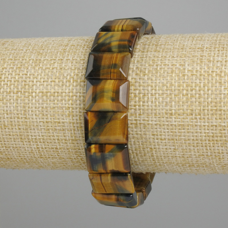 Bracelet Tiger’s Eye and Hawk’s Eye rectangles, 15.5×11mm±, diameter 15, length 18cm± stretch