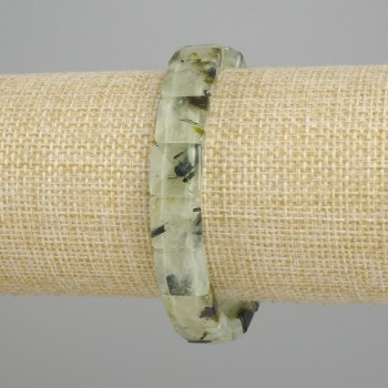 Bracelet Prehnite Faceted Square, 10.5×10.5mm, 11×10.5mm+-, length 18cm+- stretch